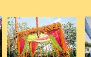 Greenery Wall with Marigold Swags - Villa in Udaipur
